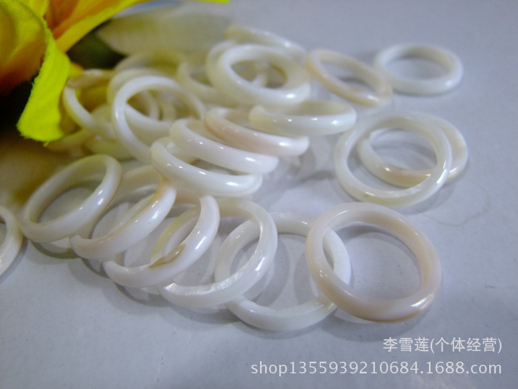 批发采购工艺原料-白色珍珠蚌制作贝壳戒指,光
