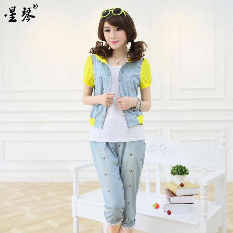 琴 2014夏装新款短袖卫衣套装大嘴猴<em>少女装运</em>