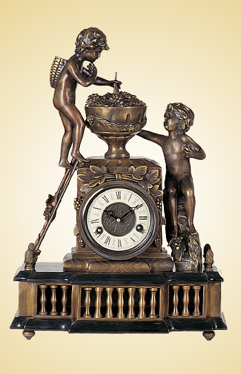 仿古做旧机械座钟|全铜老式上弦钟表|仿古董钟