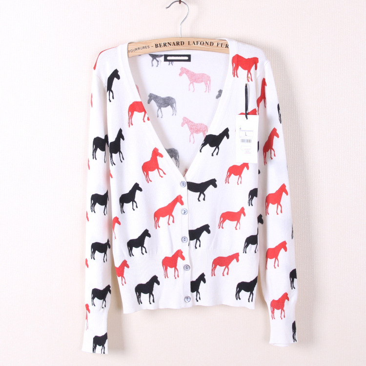 2014女装 春秋新款斑马图案印花<em>开衫</em> <em>时尚</em>韩版