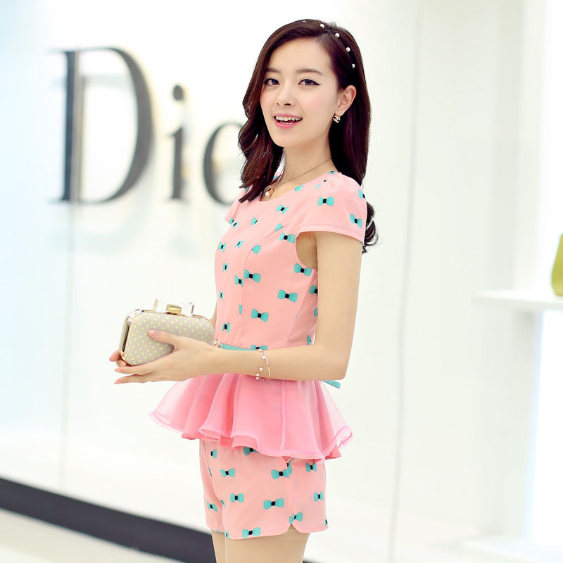 2014夏装新品<em>女式</em>短袖<em>短裤套装</em> 印花休闲套装