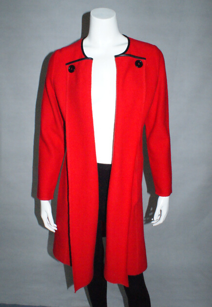 出口欧美原单<em>羊毛</em>衫<em>大红</em>长款单排扣外套<em>开衫</em> 