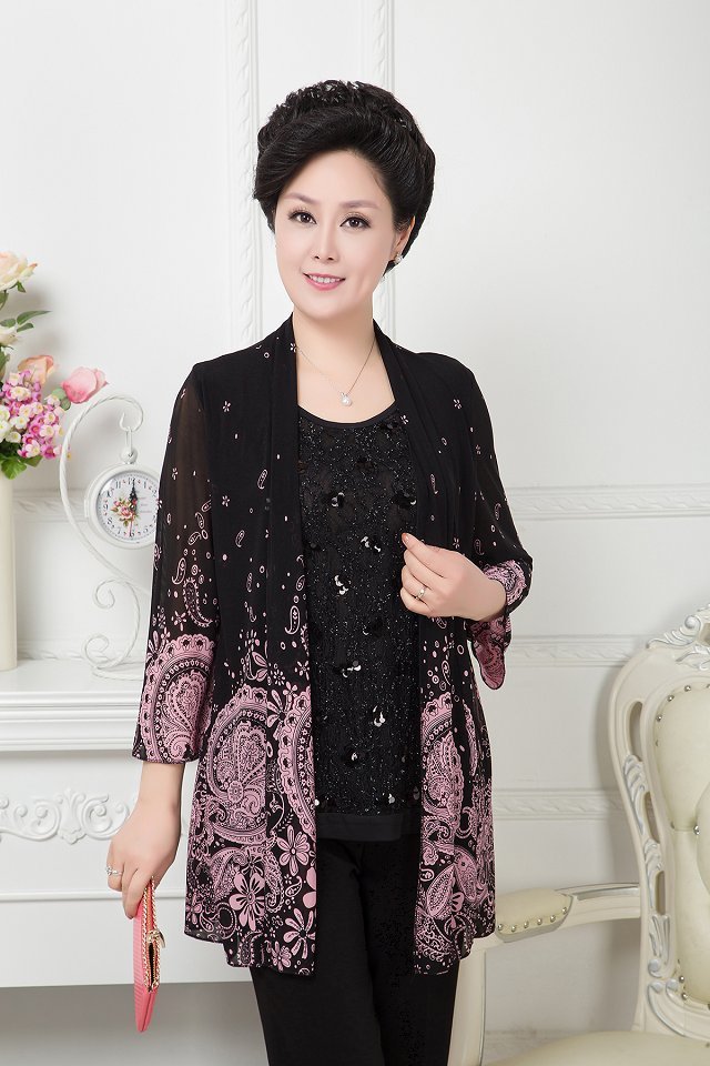 批发采购中老年女装-2014中老年女装夏装 七分