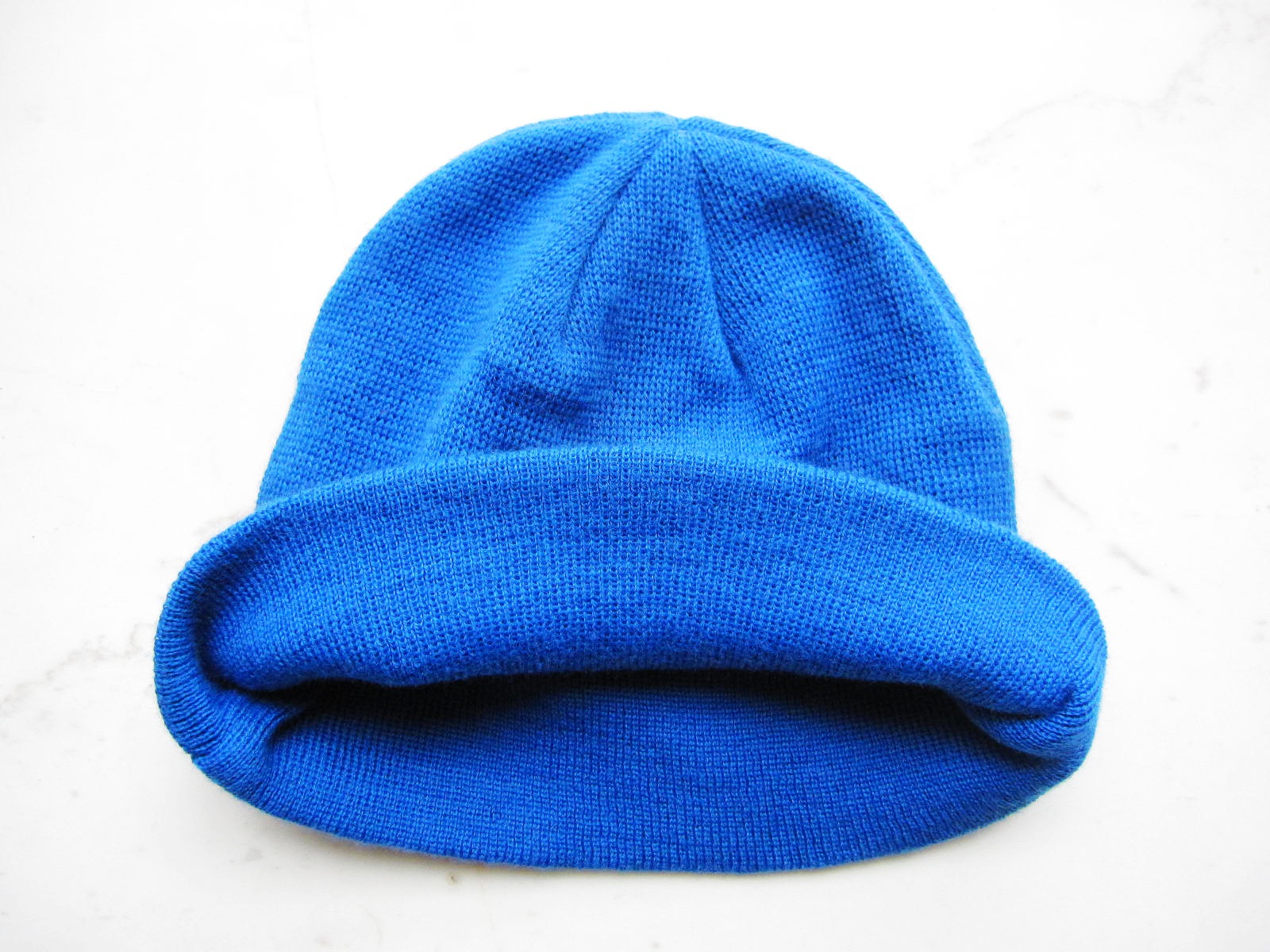 批发采购帽子-厂家供应 儿童成人翻边蓝色针织