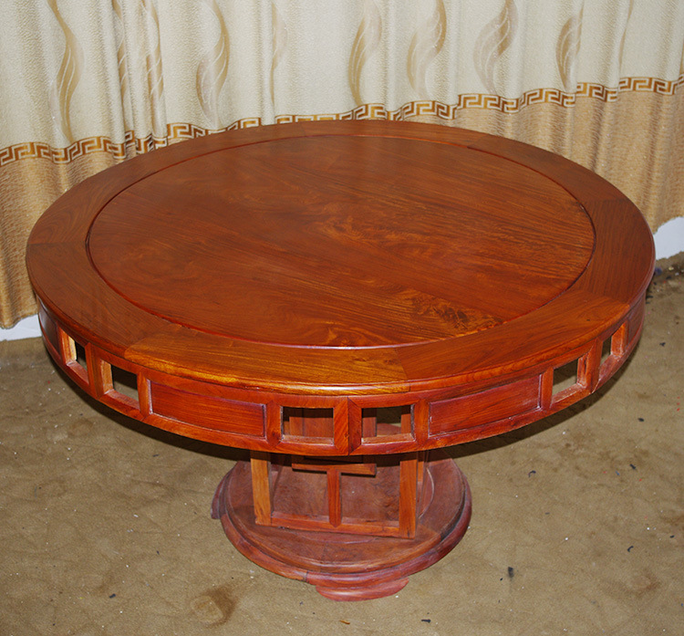 花梨木圆餐桌九件套-4