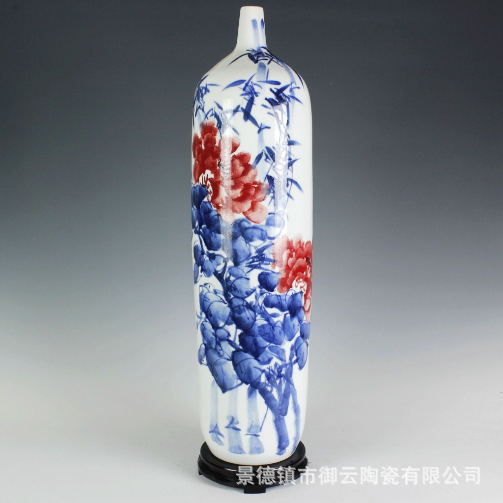 景德镇陶瓷名人名作瓷瓶 曹军手绘工笔画花瓶 家居摆件瓷器收藏品