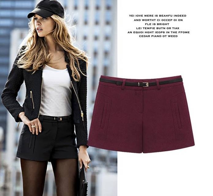 2014新款<em>韩版短裤</em>女加大码<em>宽松</em>休闲<em>呢子短裤</em>