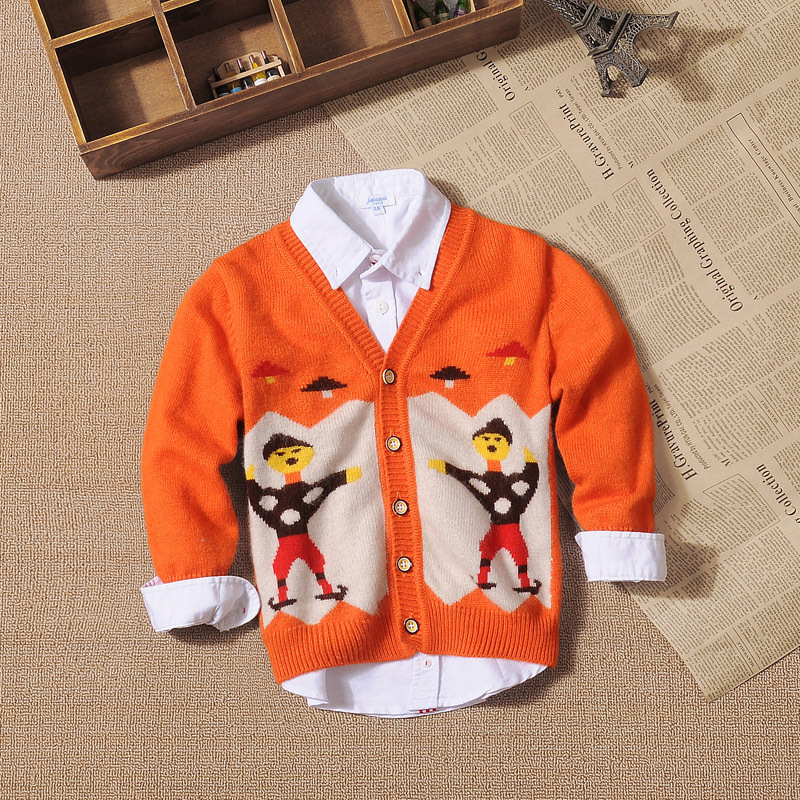 2014秋季新品童装 <em>男童</em>羊毛衫 针织<em>开衫卡通图</em>