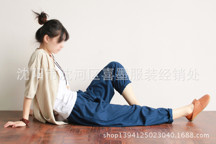 批发采购女式休闲裤-091喜墨特批 前口袋棉麻