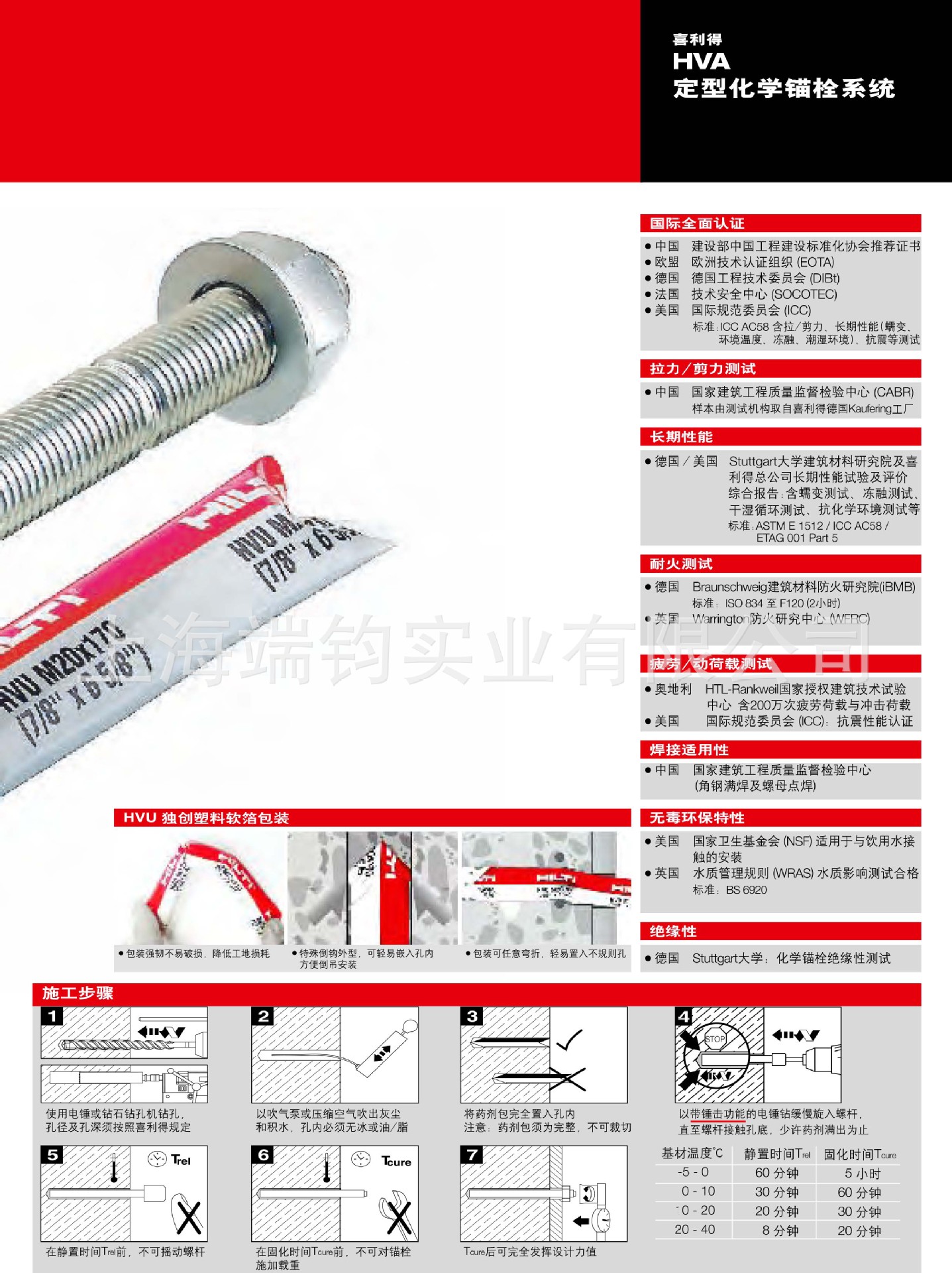 德国喜利得化学螺杆/螺栓 喜利得hva m20×170化学锚栓 正品保证