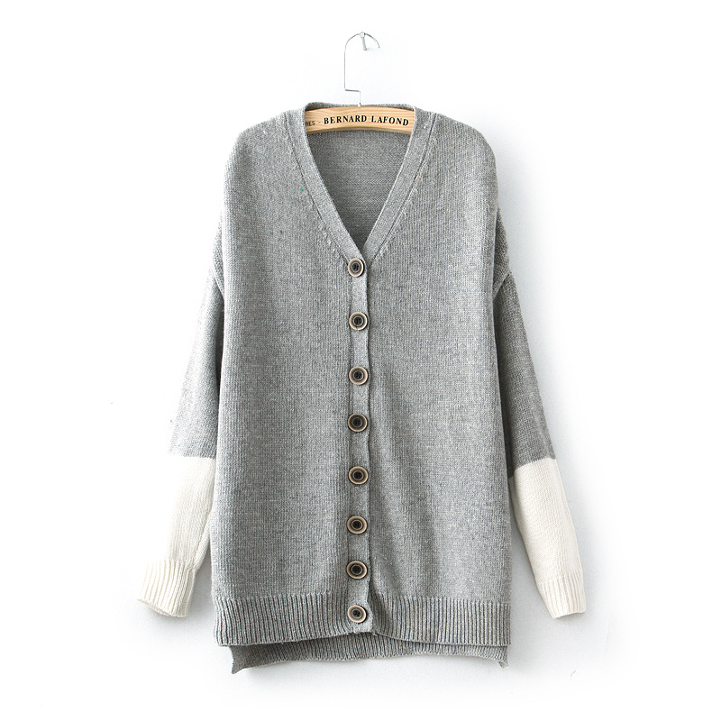 批发采购女式<em>毛衣</em>-14秋装新款 韩版袖子拼色V