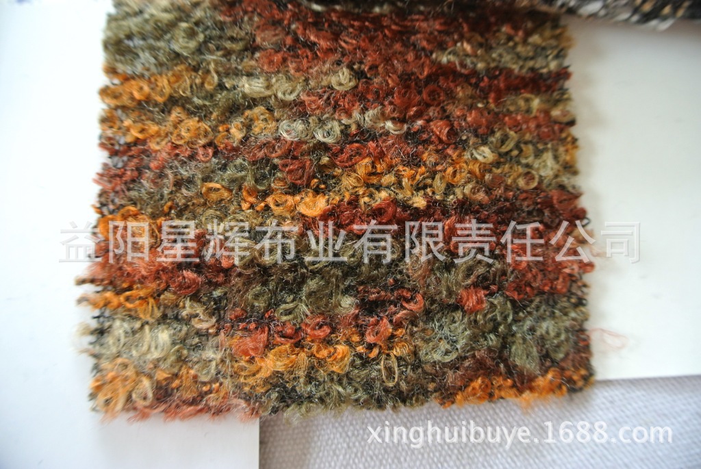 三色圈圈呢羊圈呢粗纺女装呢料服装面料,YN105