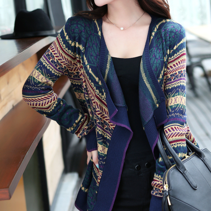 风雅轩 FYX1009 复古<em>开衫长袖女春</em>秋冬<em>长款</em>毛