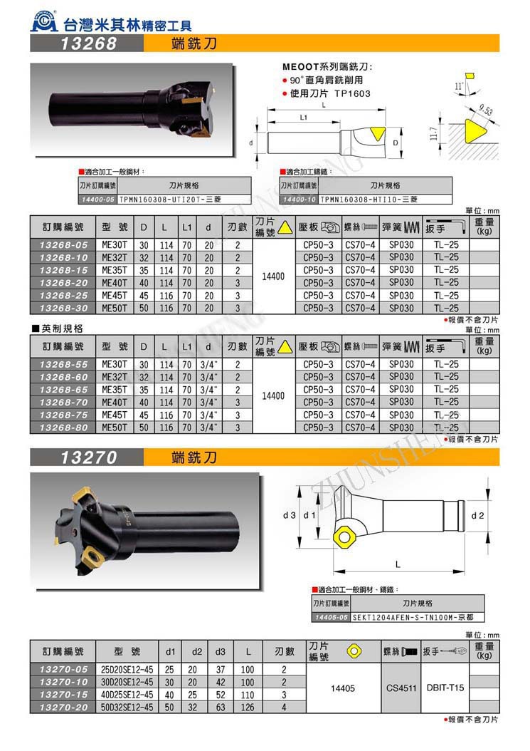 13268-13270端铣刀