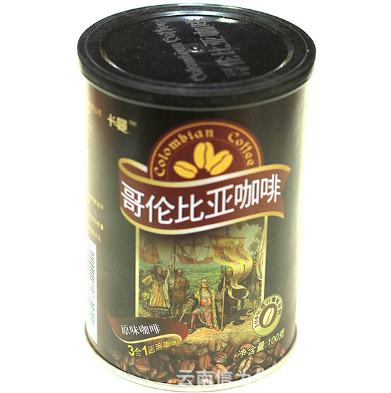 批发哥伦比亚卡曼定制咖啡,醇香原味100g/罐,云南小粒速溶咖啡