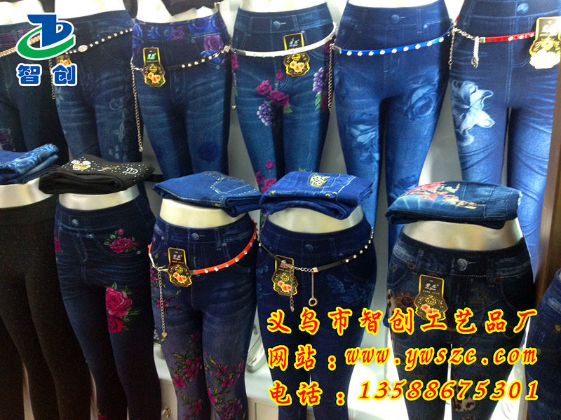 印花牛仔打底裤13