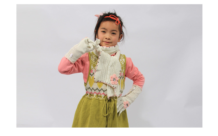4春季自主品牌<em>手套</em>韩版纯色花朵<em>女式长手套</em>时