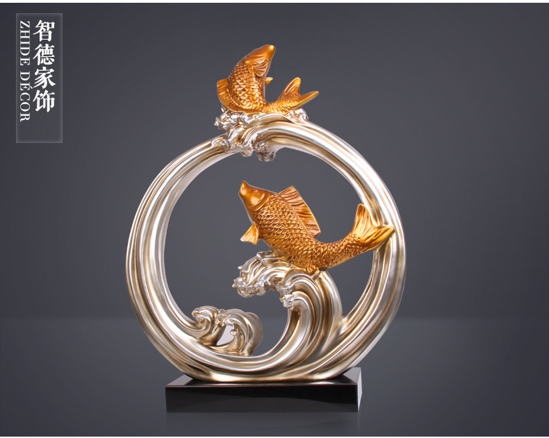鱼跃龙门摆件 家居饰品树脂工艺品摆件软装饰