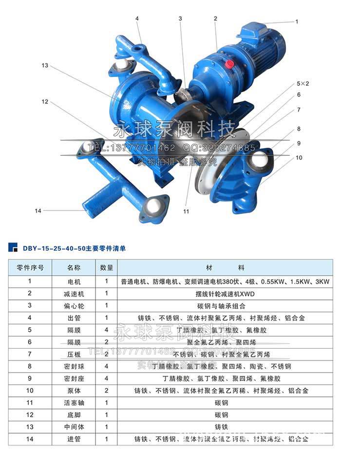 【厂家直销】 永球隔膜泵/dby型电动隔膜泵/电动隔膜泵dby-100