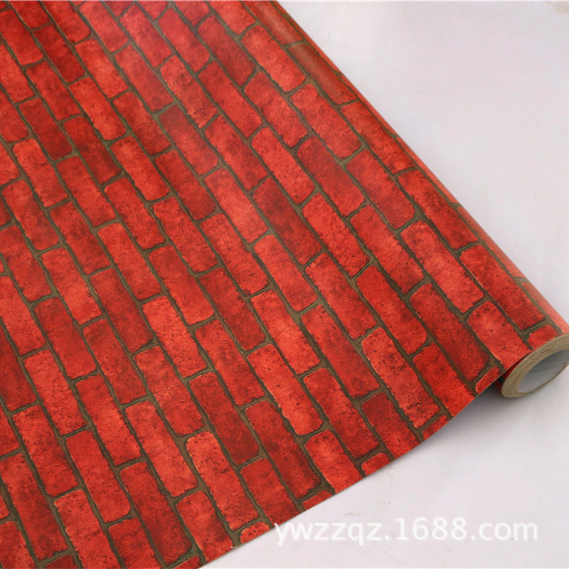 波音软片-厂家热销加厚PVC自粘墙纸 仿真砖纹