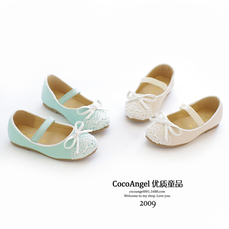 2014秋款 女童公主鞋 优雅蕾丝蝴蝶结软底单鞋 婚礼宴会鞋 花童鞋