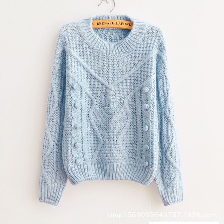 一件代发秋冬新款<em>女装毛衣套头</em>宽松<em>韩版</em>女立体