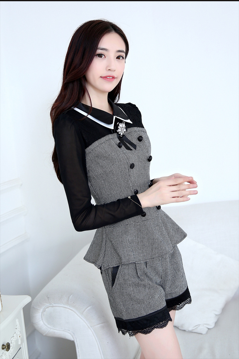 批发采购<em>女式</em>休闲套装-<em>春秋两件套</em>衬衫 千鸟格