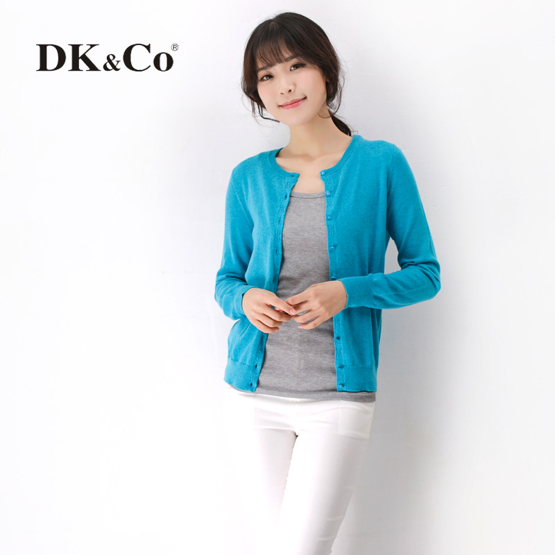 KCo 2014春季新款羊毛圆领长袖小<em>开衫 门襟</em>提