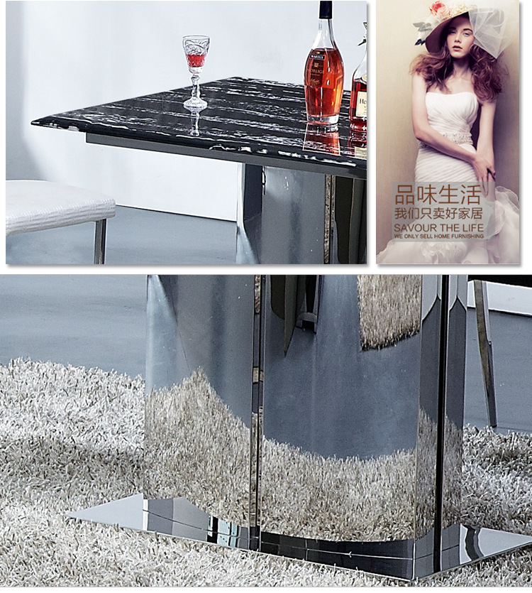 【佳优】2014高档家具 厂家直销 不锈钢大理石S666餐桌 质量保证