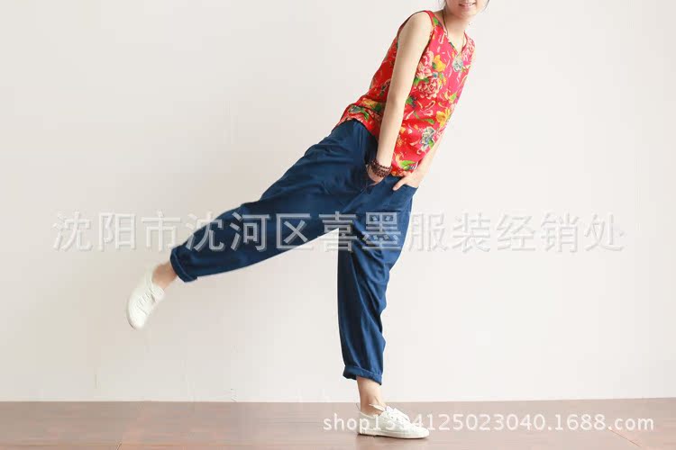 批发采购女式休闲裤-091喜墨特批 前口袋棉麻