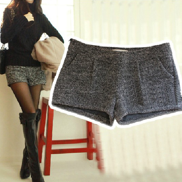 2014装新款韩版低腰修身加厚 <em>毛呢短裤</em> 靴裤子