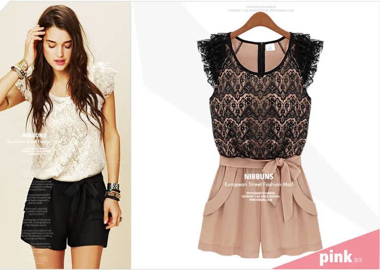 <em>2014</em>夏装<em>新款</em>蕾丝<em>连体</em>裤<em>短裤</em>韩版<em>连体</em>裤 女夏