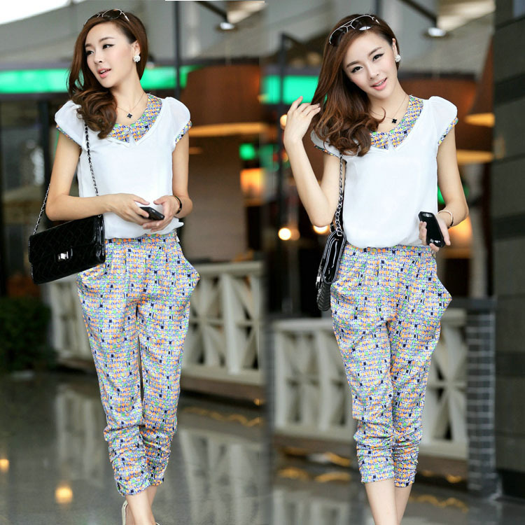 2014<em>夏装新款女装 韩版</em>拉链连衣长裤碎花雪纺