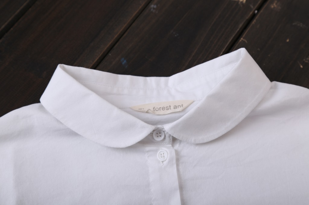 复古小圆领白衬衫