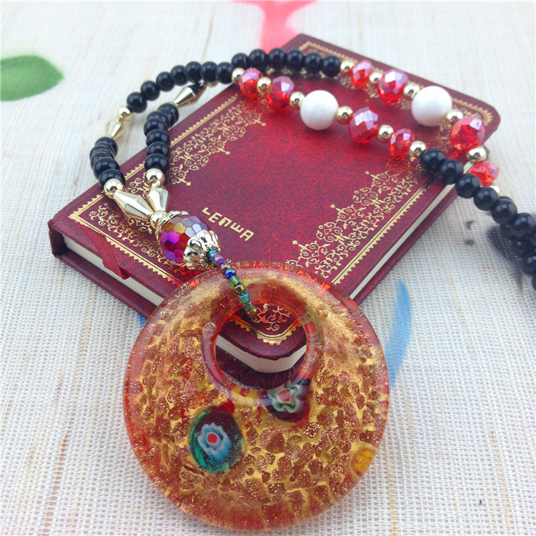 【金典款108颗陶瓷串珠<em>琉璃</em>吊坠<em>毛衣链批发</em> 复