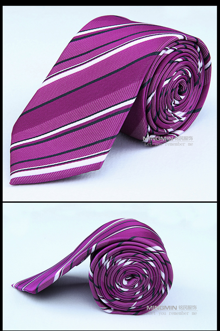 MINGMIN紫红条纹领带_05