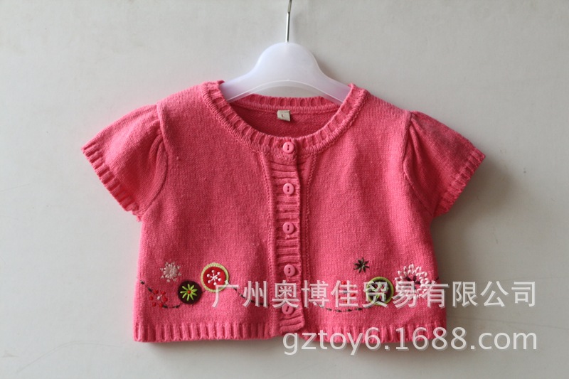 外贸<em>原单</em>童装 女童<em>短袖</em>针织<em>开衫</em> 儿童春秋款毛