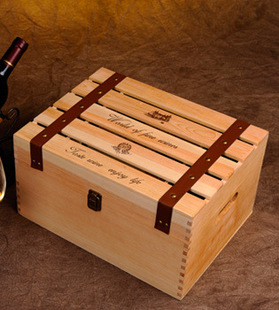 现货供应 松木镂空红酒木箱 六支红酒木盒 橄榄油包装箱 木制酒盒