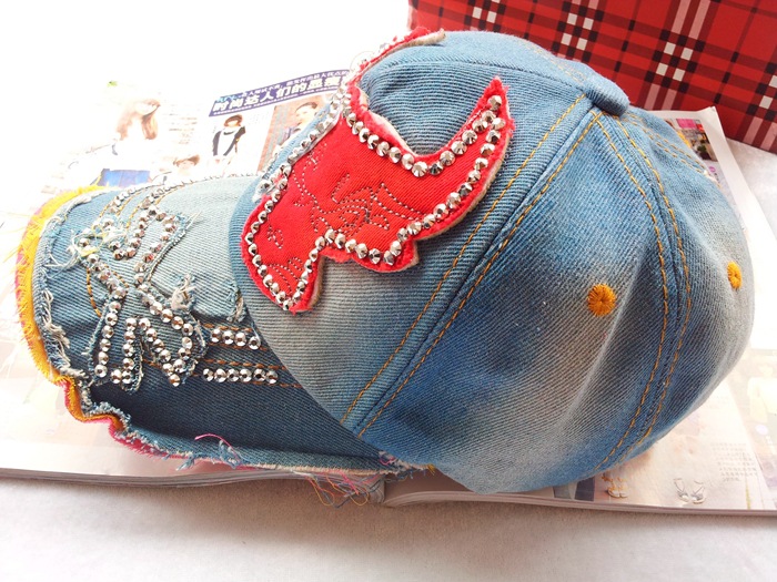 发采购帽子- 磨白做旧牛仔帽子 女 韩版潮帽 水