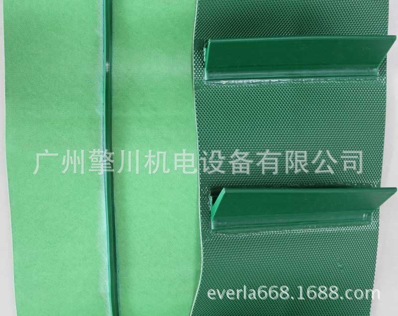绿色挡板输送带PVC钻石纹输送带加T型挡板PVC挡板环形传送带