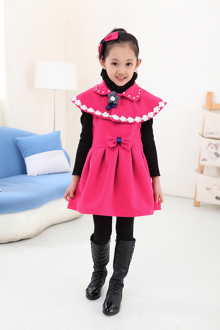 童套装-2014秋冬<em>马甲连衣裙</em>+<em>斗篷披肩</em>两件套