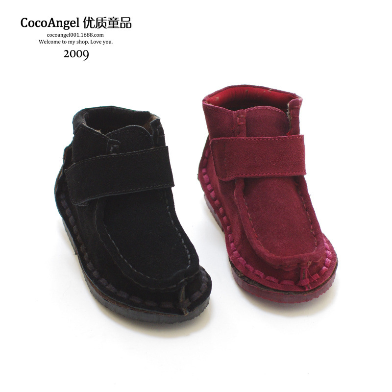 2014冬款 儿童棉鞋 男童女童真皮手工休闲棉鞋 低帮短靴 加绒款