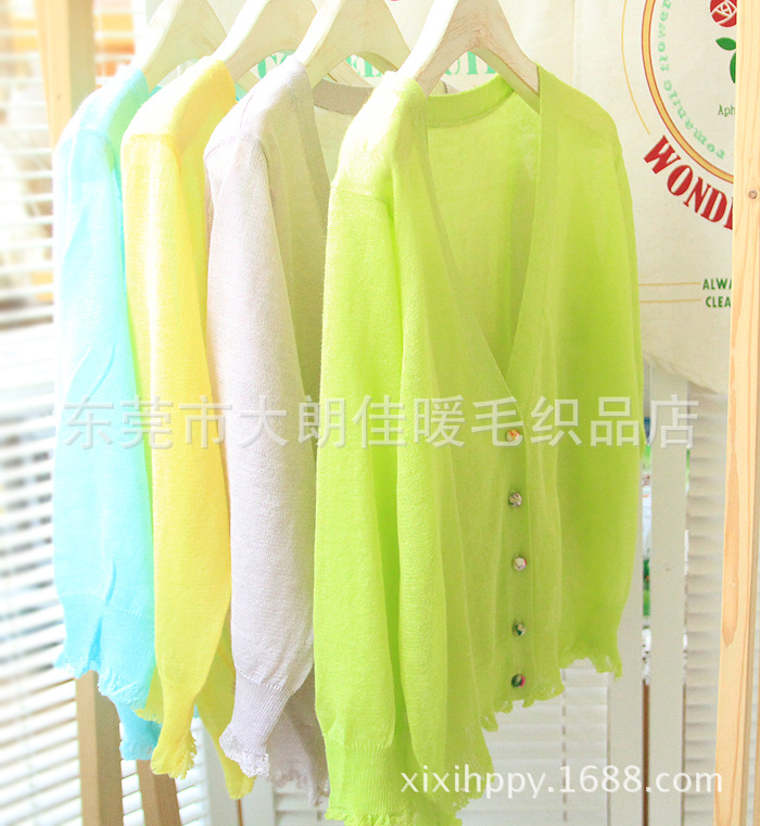 批发采购女式<em>针织</em>衫-2014<em>女亚麻开衫</em> 苎麻真丝