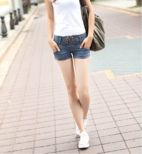 批发采购女式牛仔裤-<em>2014</em>夏季新款 <em>韩版双排</em>扣