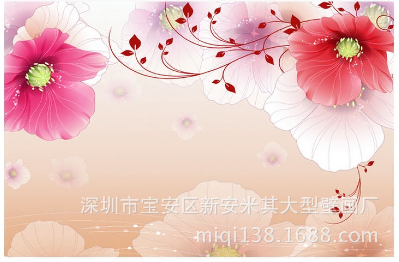 大型无缝墙布壁纸壁画无纺布3d墙纸客厅电视