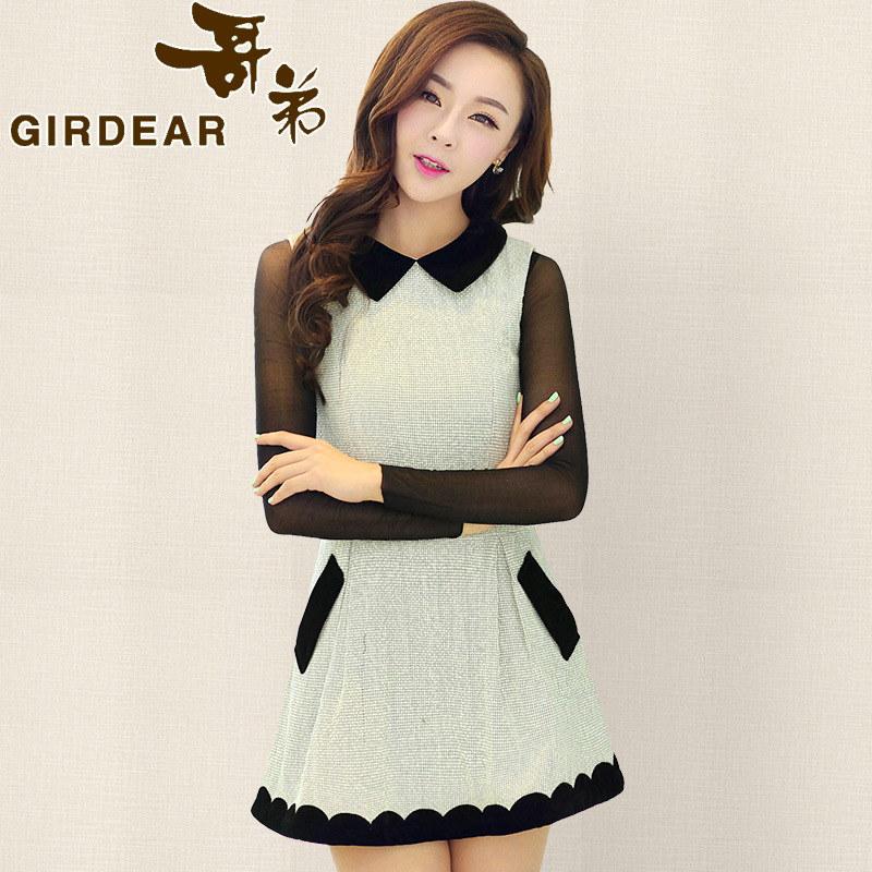 <em>2014</em>春装新款<em>哥弟女装</em>连衣裙 中长款简约拼接