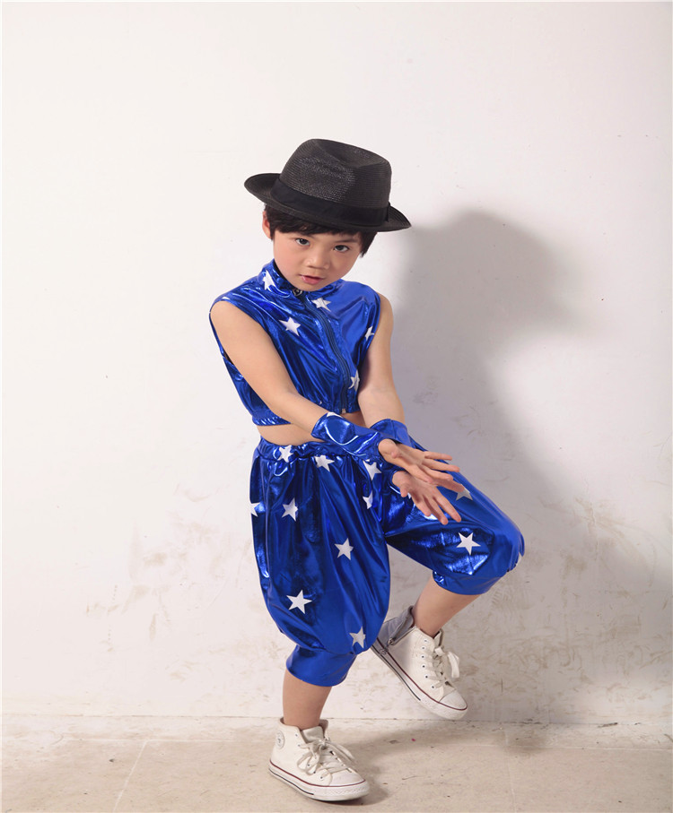 批发采购舞台服、表演服-银色男童爵士舞服装