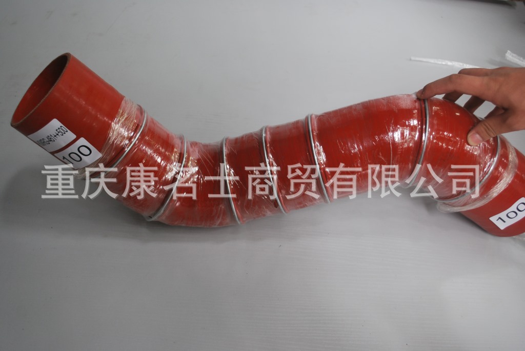 广东胶管KMRG-461++500-弯管100X100弯管-内径100X磨砂硅胶管,红色钢丝7凸缘7Z字内径100XL660XL570XH360XH460-8