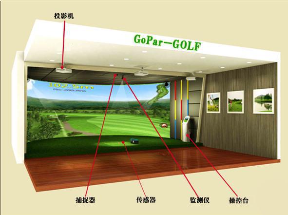 室内招待模拟高尔夫配套娱乐现在赠送模拟自行车一辆可玩游戏