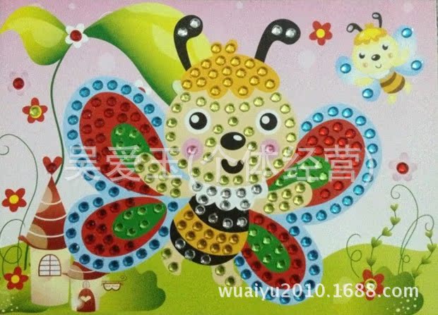 卡通制作钻石贴画,儿童益智拼图玩具,手工制作,立体画图片,卡